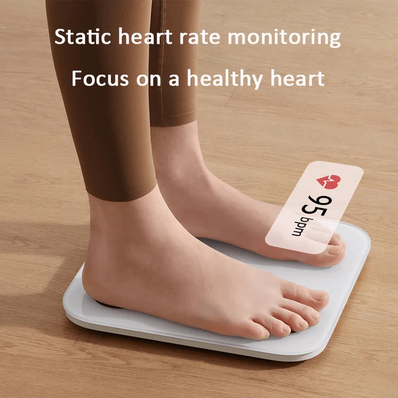 مقياس الدهون في الجسم من Xiaomi S400 بلوتوث 5.0 مقياس تكوين الجسم المنزلي الذكي 150 كجم شاشة LED قياس التردد المزدوج