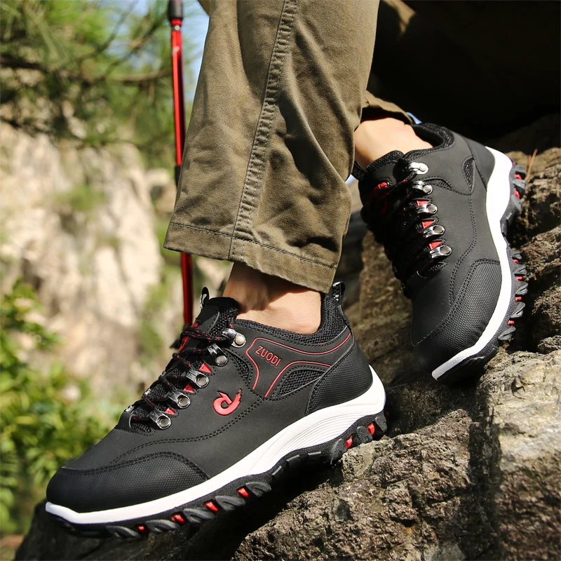 

Men's Hiking Shoes with Low-top PU Leather Surface High-quality Brand Original Outdoor Large-sized Flat Casual Sports Shoes