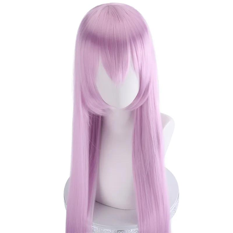 طويل مستقيم الوردي الأرجواني شعر مستعار اصطناعي تأثيري حلي حفلة الهالوين ألياف مقاومة للحرارة الشعر