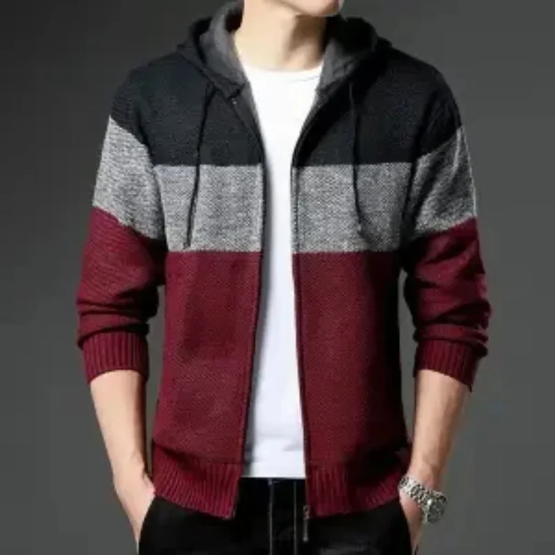 2023 Autumn and Winter Men's Half High Neck Pockets Zipper Drawstring Loose Fashion Casual Elegant Commuter Long Sleeve Tops