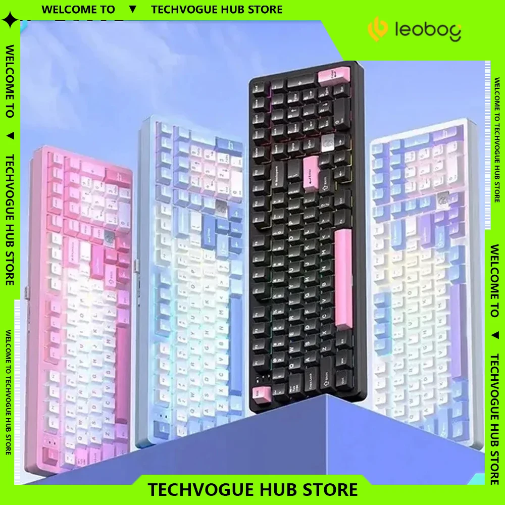 New Leobog Hi98Pro 3Mode Aluminum Gasket Hot Swap Wireless Bluetooth Keyboard Mechanical Gaming Keyboard Laptop Custom PC Gamer