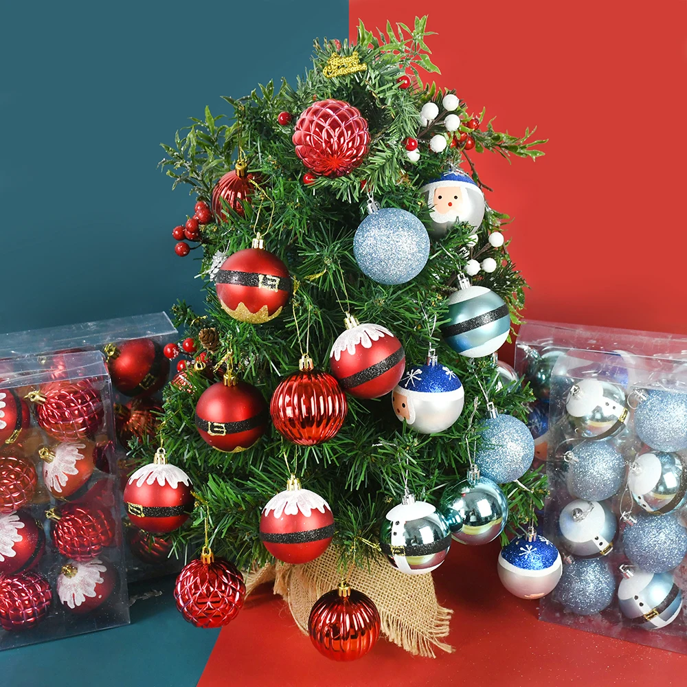 

12pcs Red And Blue Series Christmas Decoration Ball Xmas Hanging Tree Pendant Home Party Decor Supplies New Year Gift Toys Balls