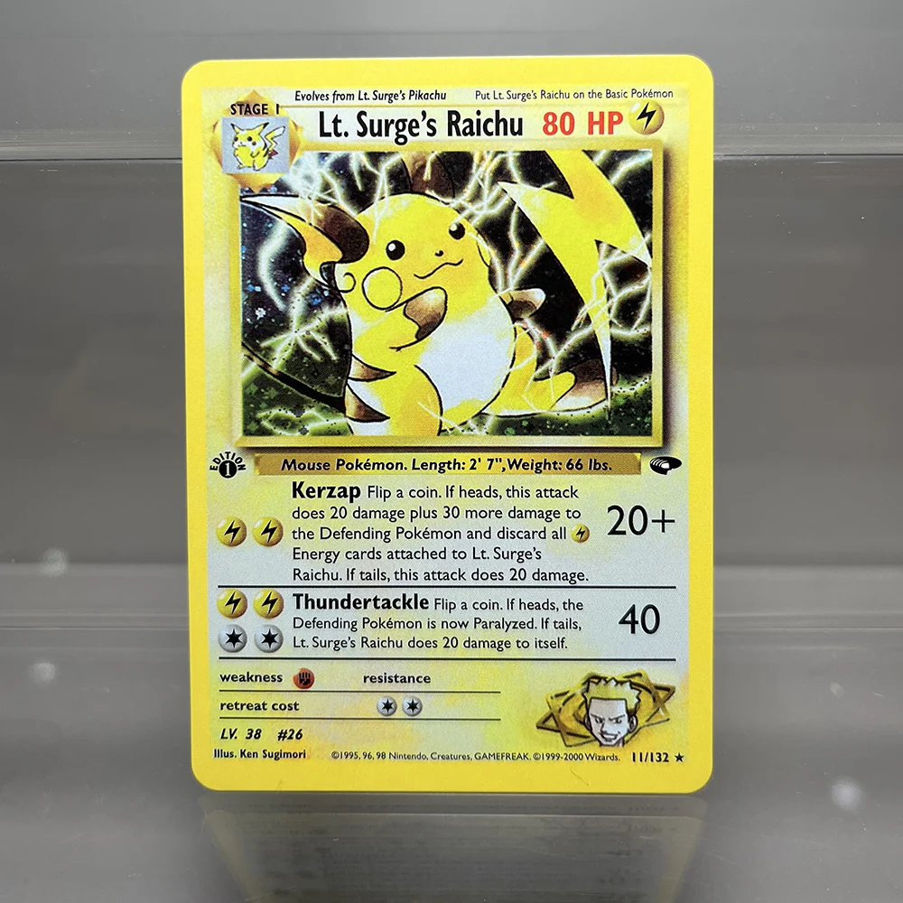 PKM Cards 1st Edition Gym Challenge 1996 Base Set Single Foil Cards Mewtwo Gengar Raichu Game Collection Cards PTCG Proxy Cards