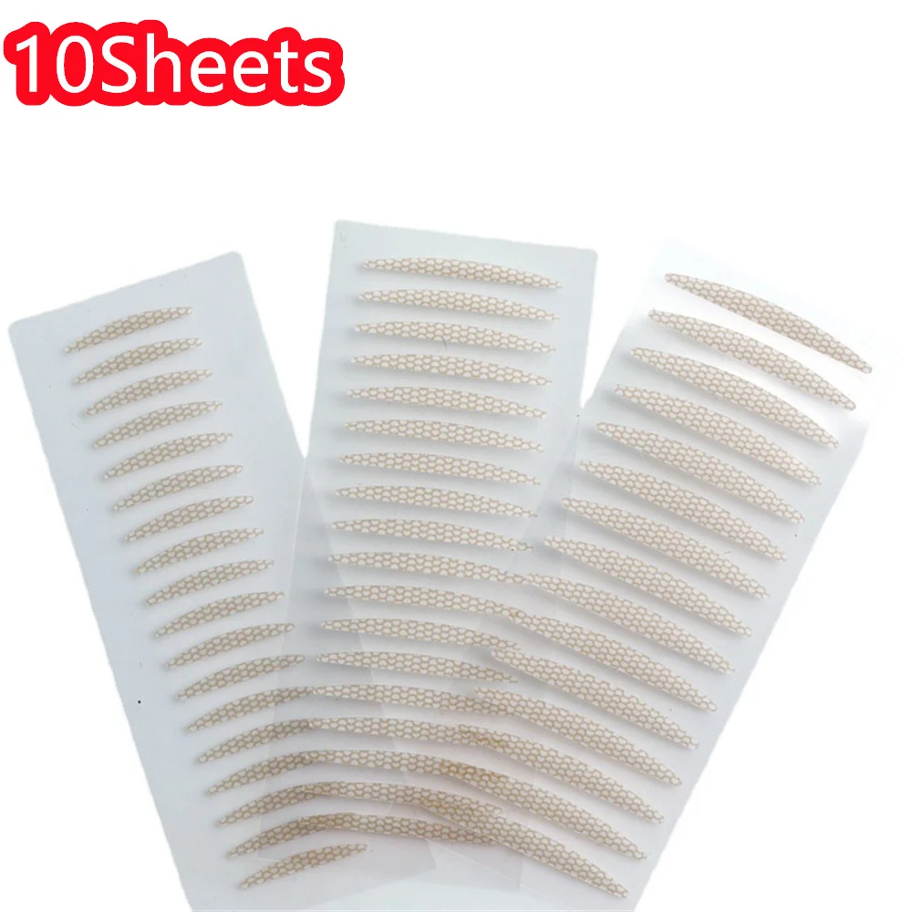 10Sheets Eyelid Tape Sticker Invisible Double Fold Eyelid Paste Beige Stripe Self-adhesive Natural Eye Tape Makeup Tool