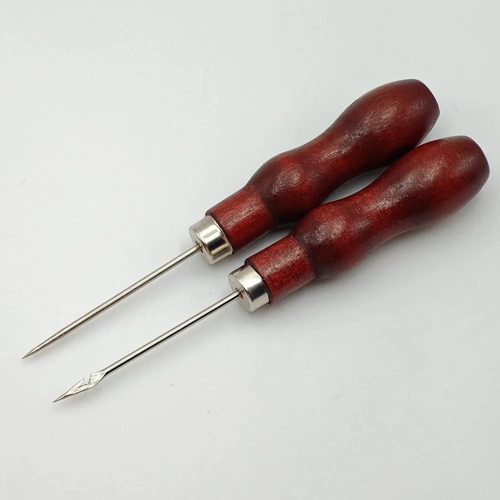 Sewing Awl Wooden Handle Piercing Leather Clothing Paper Craft Stitch Punch DIY Shoe Repair Binding Leather Sewing Accessories