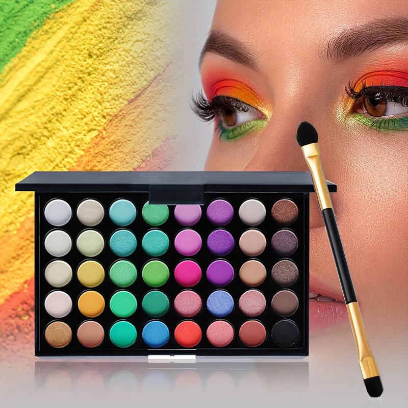 40 Color Eyeshadow Palette with Brush Set Festive Makeup Tray Mother's Day Gift,Christmas Brithdat Gift