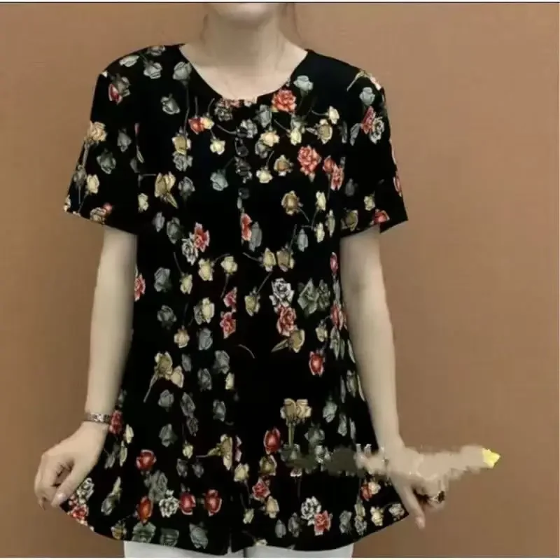 

Slim and Fashionable T-shirts Fashionable Summer Loose Women Printed Versatile Elegant Top XQ563