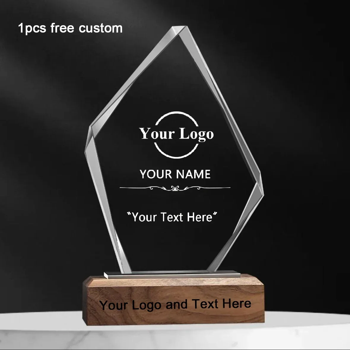 Free Personalised Engraved Crystal Glass Trophy Corporate Trophy Award Company Awards Ceremony Glass Sports Trophies Souvenirs