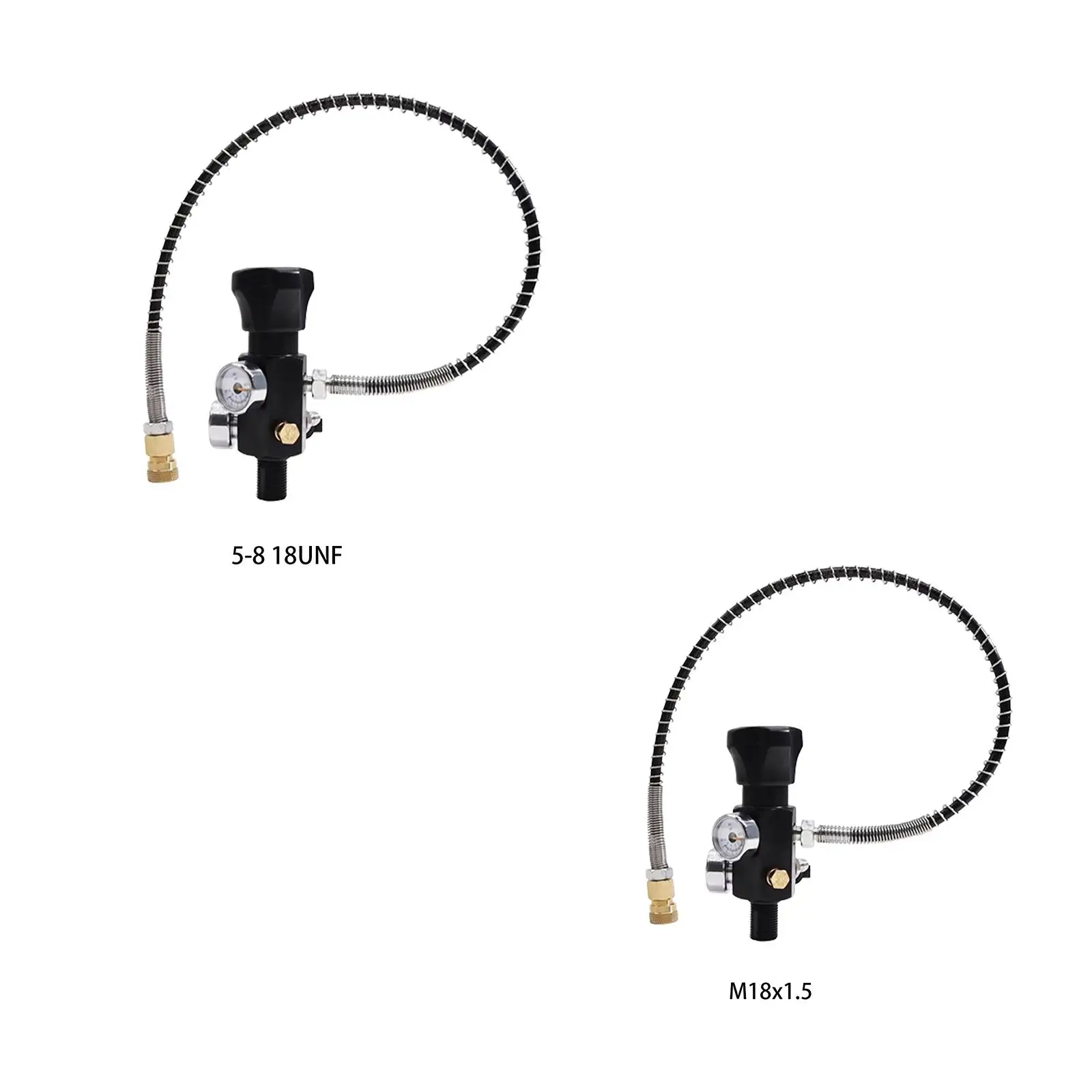 

Fill Station Adapter Valve Pcp Hpa Tank Regulator Valve with 20inch Hose High Pressure Double Gauge for Hpa Cylinder