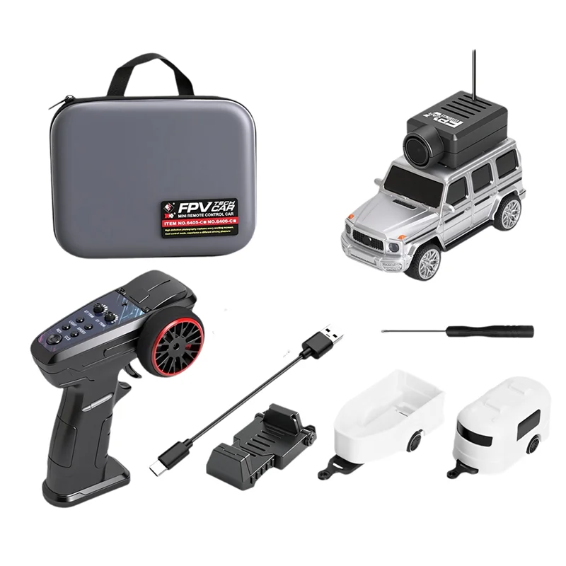 

ABHE-Mini Racing Car 1:64 Масштаб RC Car 6406-C FPV VTX Комплект 2,4G 720P HD-камера Управляемая через приложение Фотографии + Видео + VR Встроенный гироскоп