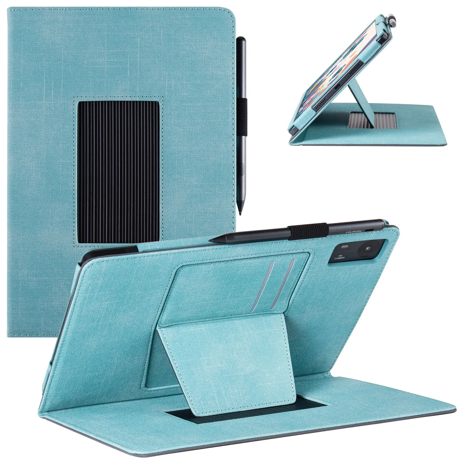 for HUION KAMVAS Slate 11 Tablet Case with Auto Sleep Wake, PU Leather Multiple Viewing Angles Stand Cover with Hand Strap