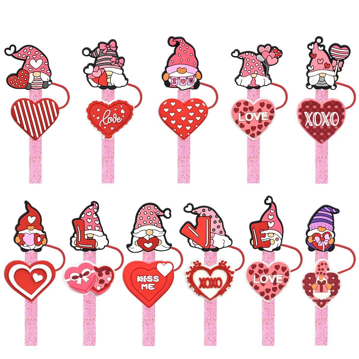 

1pcs lovers cartoon reusable 10MM straw cap, airtight and dustproof, Drink cup Splash proof straw cover Charms Pendant