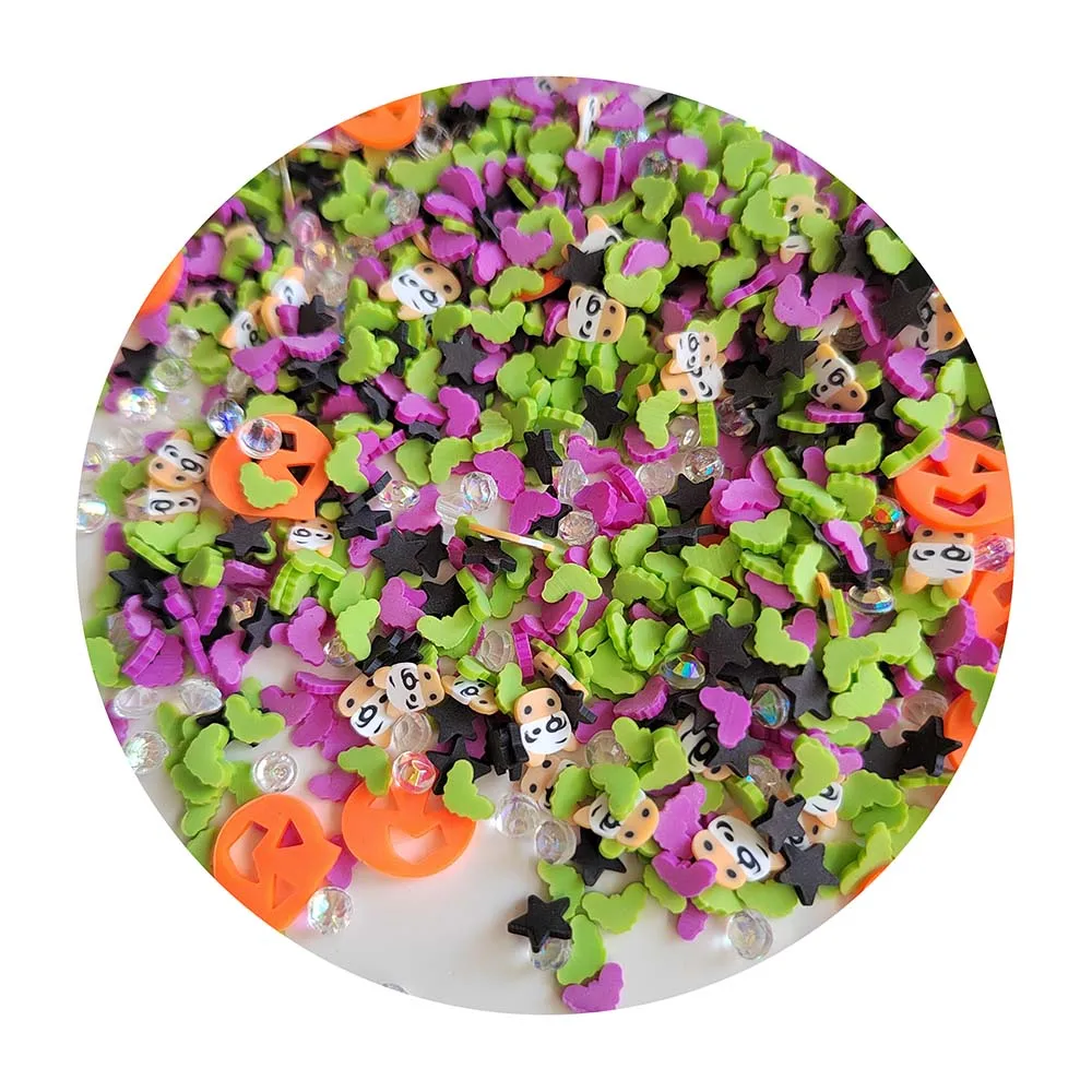 Halloween Decoration Pumpkin Ghost Polymer Slices Hot Clay Sprinkles for Crafts Making Moon DIY Slime Filling Accessories