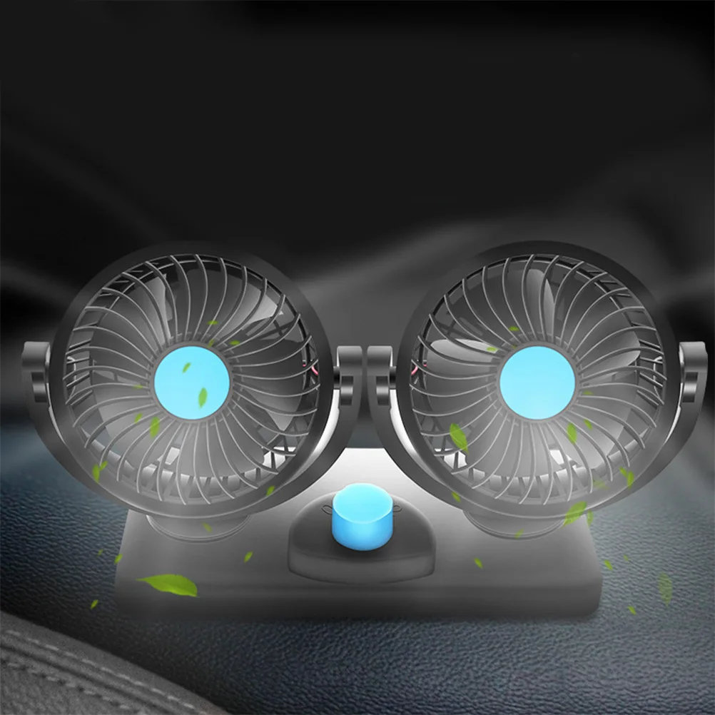 

1pc Portable Mini Electric Usb Double Head Rotating Low Noise Car Fan For Vehicles Home Office Cooling Fan Summer Cooling