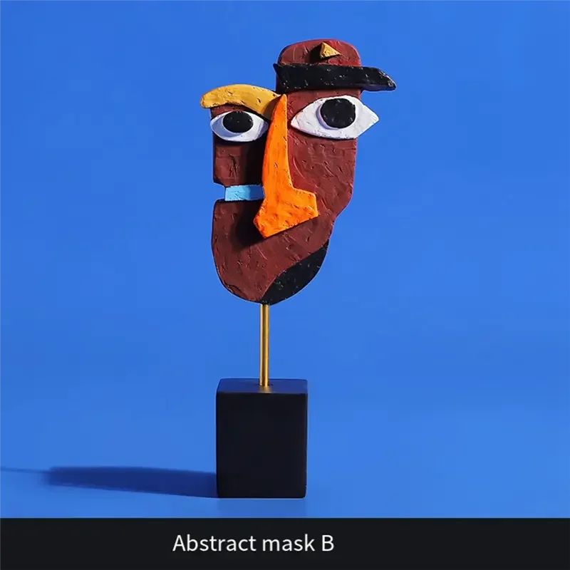 Modern Abstract Mask Sculpture Home Statue Decoration Resin Figure Ornaments Living Room Desktop Cabinet Face Crafts