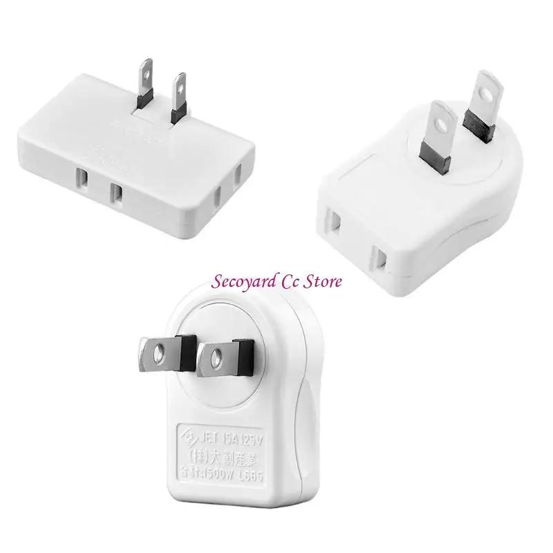 N3UC 2 Prong to 2 Prong Adapter, White, Wall Plug Adapter ,Plug Extender