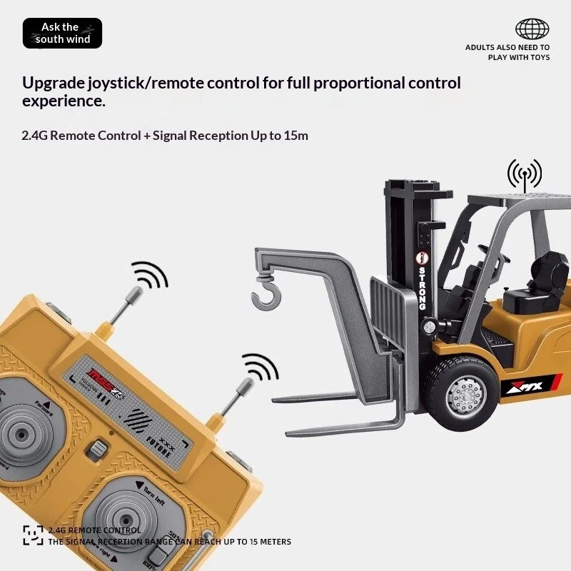 1:64 Scale Alloy Mini Remote Control Forklift 2.4g Bluetooth Full Proportional 15m Range Engineering Vehicle Boys Gift