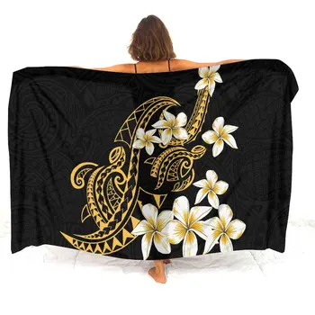폴리네시아 숙녀 사롱 부족 꽃 무늬 히비스커스 꽃 디자인 여름 하와이 해변 리조트를 위한 사롱 해변 앞치마