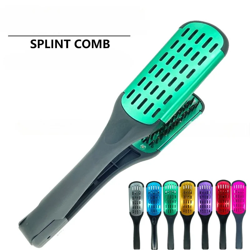 Pro Hairdressing Straightener Nylon DIY Home Hair Straightening Double Brushes V Shape Comb Clamp Not Hurt Styling Tools