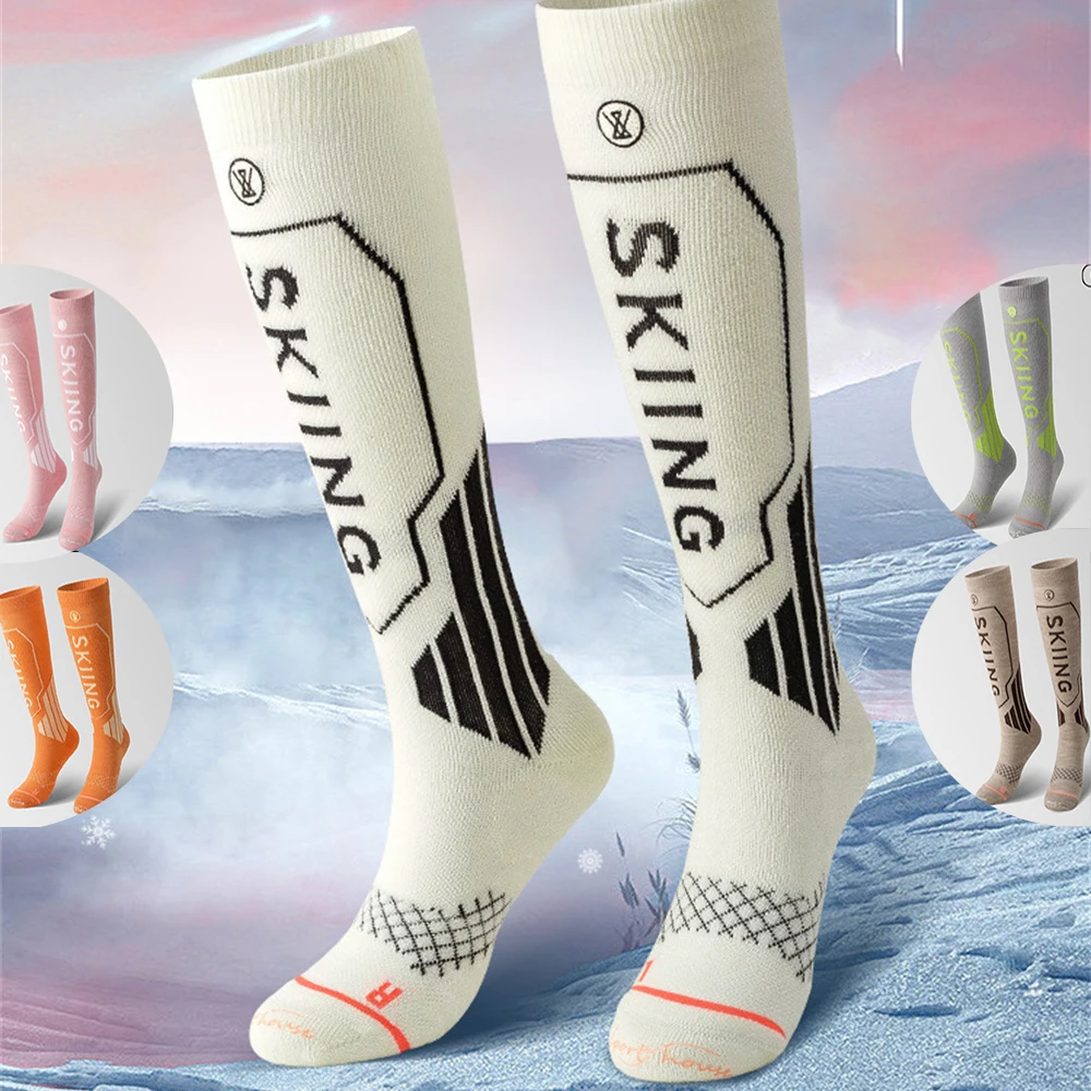 Skisocken, Thermo-Wolle, Sport, Snowboard, Radfahren, Skifahren, Socken für Männer und Frauen, atmungsaktive Strümpfe, kniehohe Kletter-Sportsocken