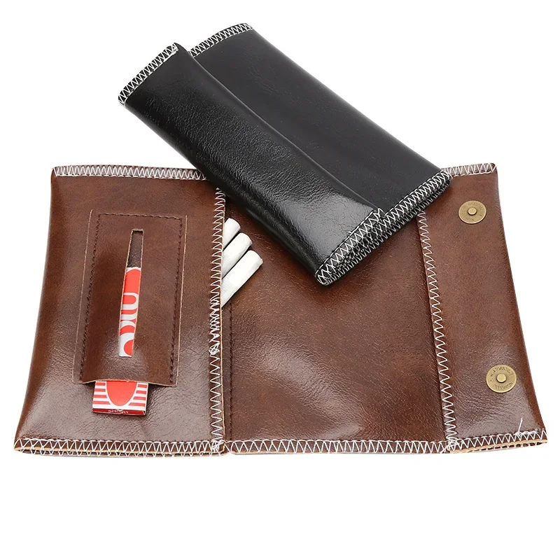 Handcrafted Leather Tobacco Pouch PU Leather Tobacco Pouch Case Bag Pipe Cigarette Holder Smoking Paper Case Wallet Bag