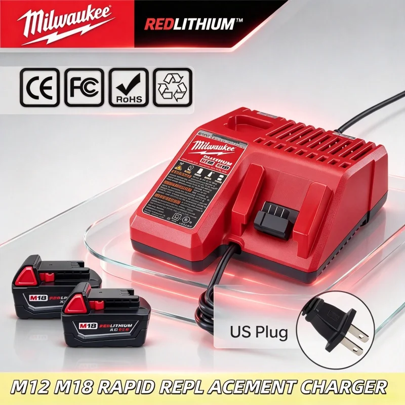New Milwaukee M18 12V 18V Fast Charger M12-18FC Is Suitable for all li-ion battery Power Tools Model 48-11-1815 48-11-1828.