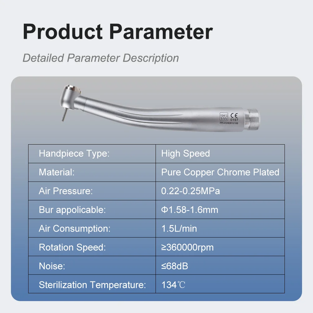 Dental LED High Speed Handpiece Standard Head Push Button Three Water Spray E-generator Air Turbine 2/4 Holes Dentist Instrument