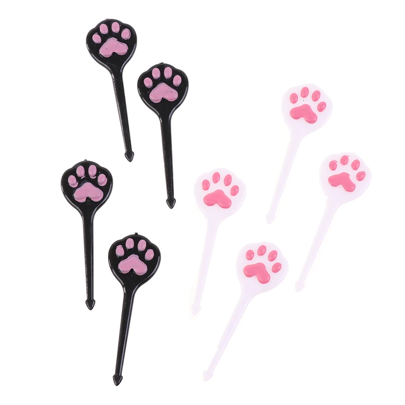 8Pcs/set cute cake dessert fork decoration Cat meat ball cat paw fruit stick