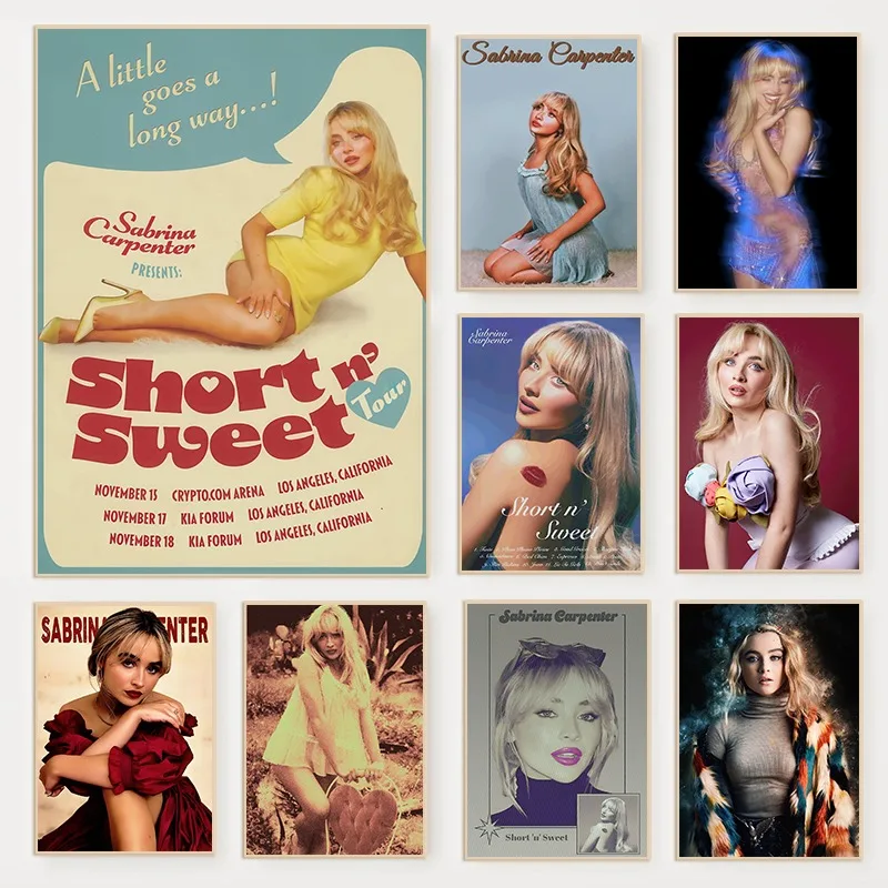 Vintage Singer Sabrina Carpenter Poster Music Album Cover Canvas Painting Wall Art Pictures for Bar Living Room Home Decor Mural