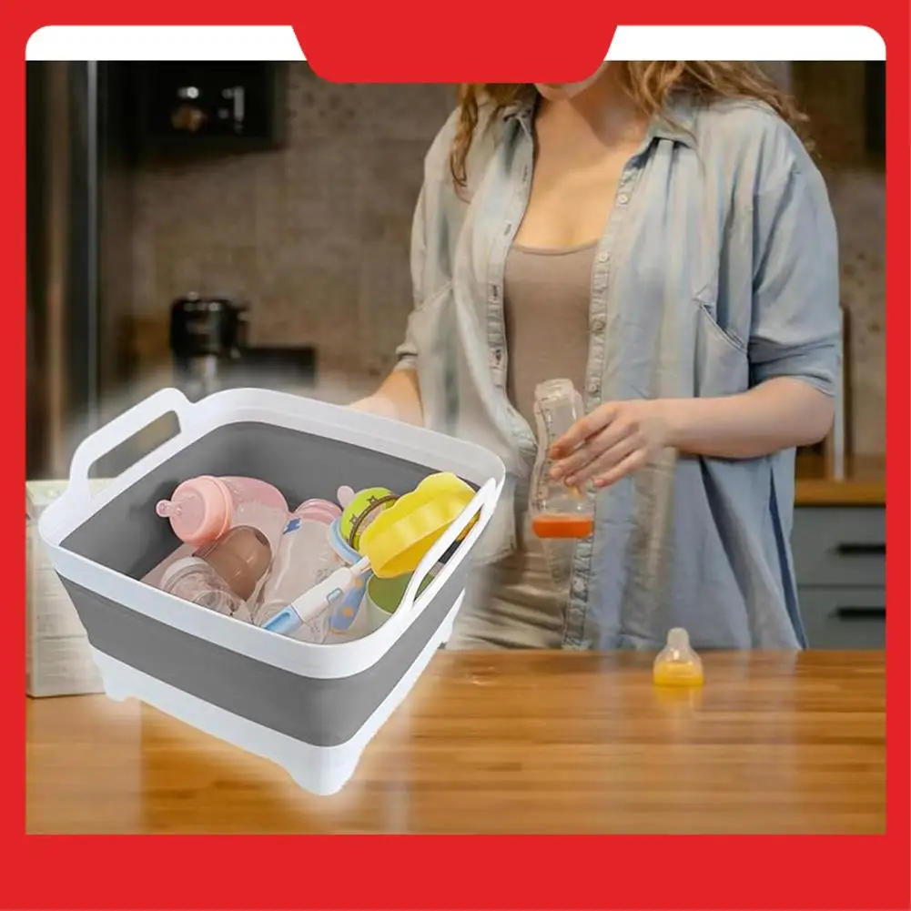 Space-Saving Dishwashing Basin Folding Basket Telescopic Drain Basket Kitchen Sink Folding Vegetable Washing Basin