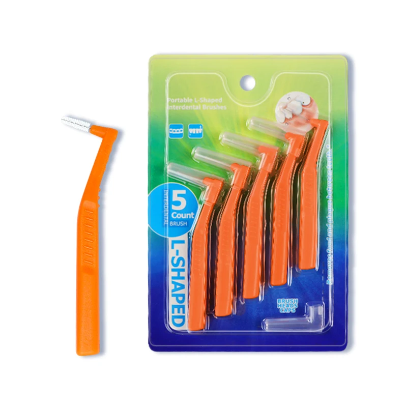 

5 шт. L-образная межзубная щетка, зубочистки, ортодонтическая чистка между зубами, мягкая щетка, между зубами