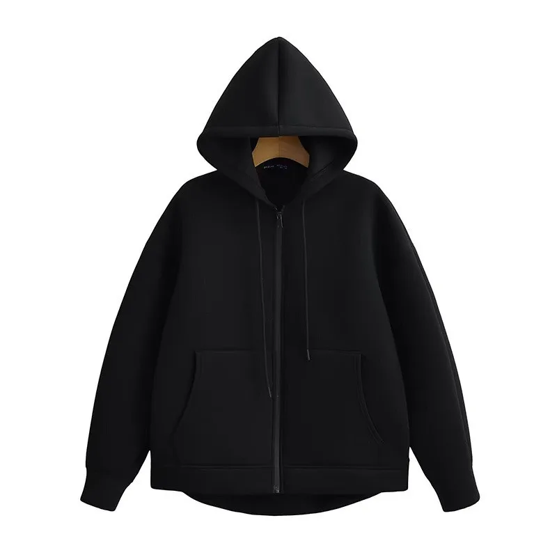 2025 Autumn Women's Coat With Hood Big Pocket Zipper Jacket Long Sleeve Women's jacket Loose Outerwear Fur Coat Women Top