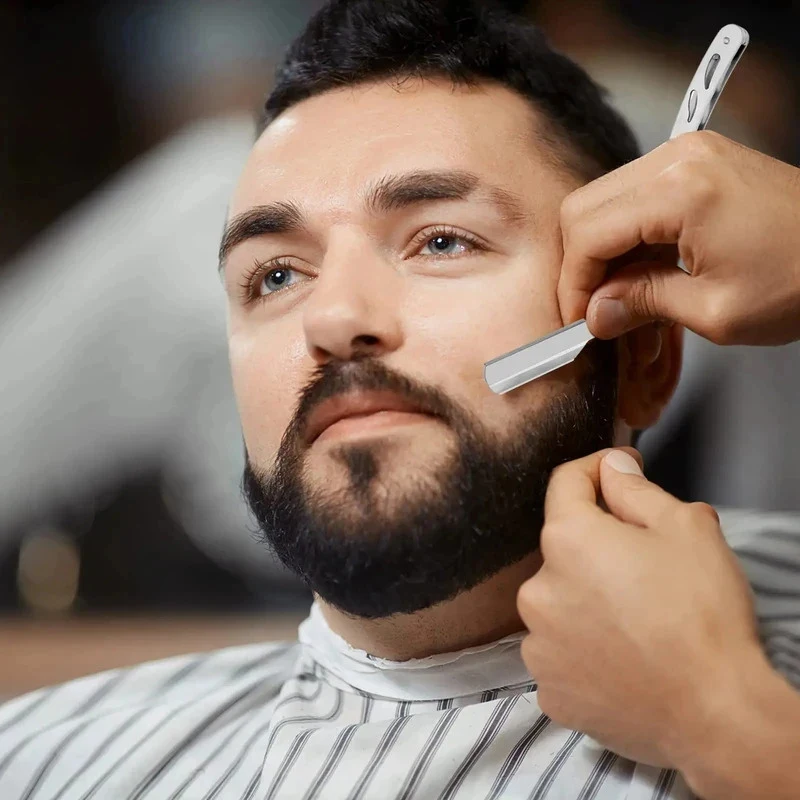 1/2/3pcs Shaving Classic Folding Shaver Manual Straight Edge Stainless Steel Sharp Cutter Rack Barbershop Salon Styling