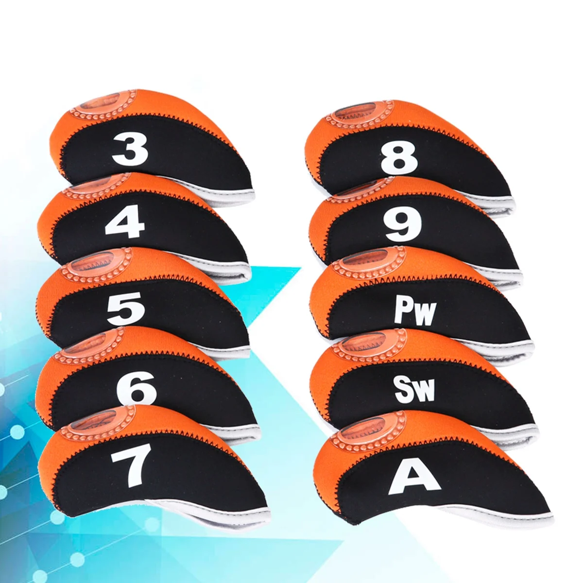 10 قطعة أغطية رأس حديد النيوبرين مجموعة واقي مضرب أسود برتقالي محمول مقاوم للخدش أغطية رأس رائعة أغطية رأس مضرب