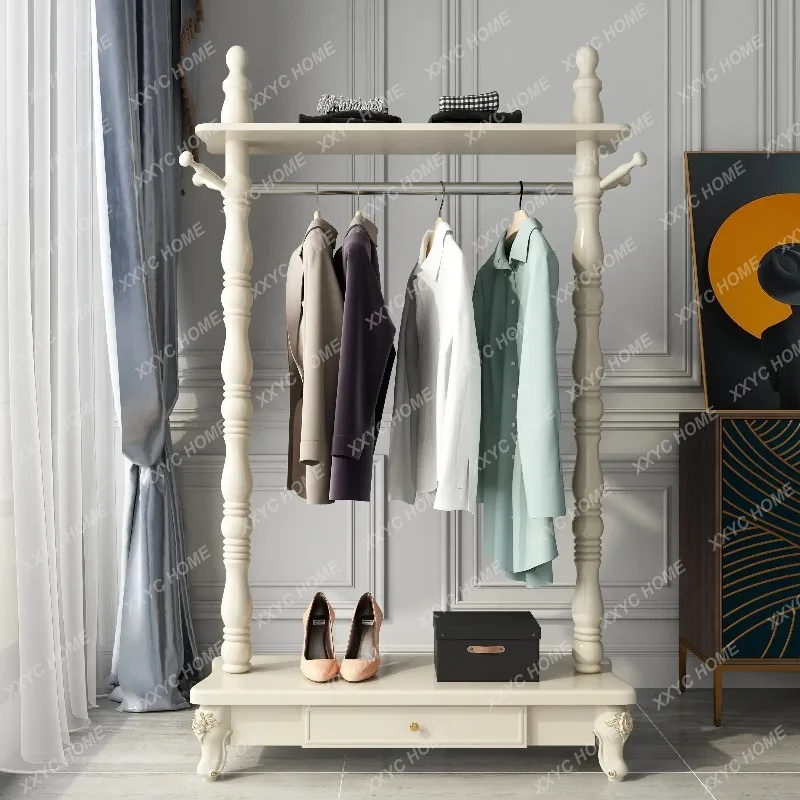 XXBedroom hanger Floor-to-ceiling solid wood coat rack Living room storage clothes rack