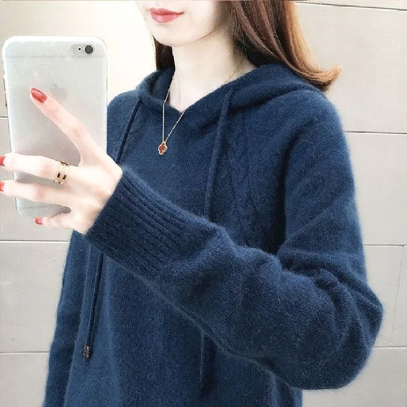 Dalong Felpa con cappuccio da donna Thiened Rosso Autunno Inverno Faionable Taglia piccola Carino Sle Vestibilità regolare Lunga Sve