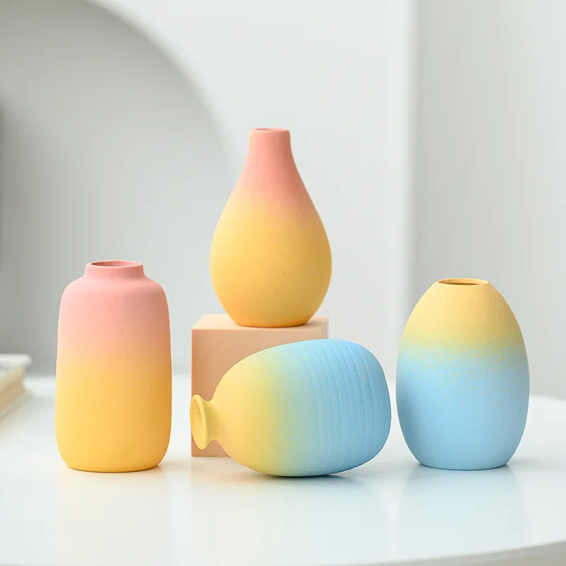 Macaron Color Ceramic Vase Creative Vase Home Decoration, Living Room Decoration, Cafes Decorative Modern Vase Decoration Crafts