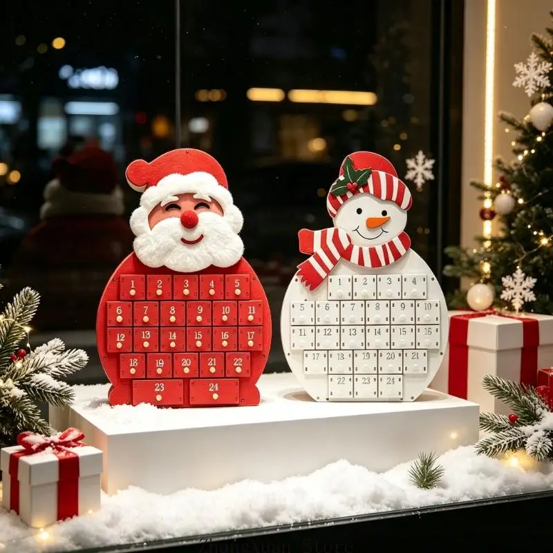 Holz-Schubladenkalender für Feiertage, 24 nummerierte Fächer für Weihnachtsleckereien und saisonale Anzeige Dezember, 3 x – Detail 10