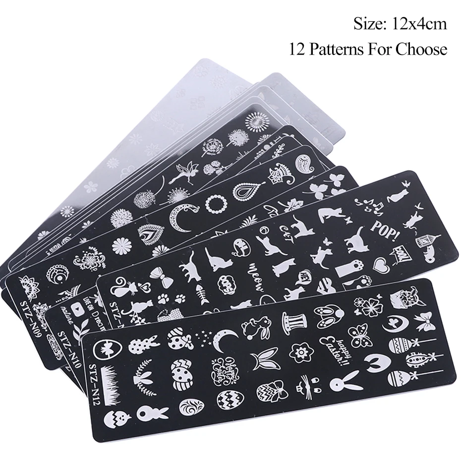 Nail Art Stamping Plate Set Double Sides Stamper Pen Image Stencil For Nail Polish Printing Template Manicure Tool BESTZN01-12-1