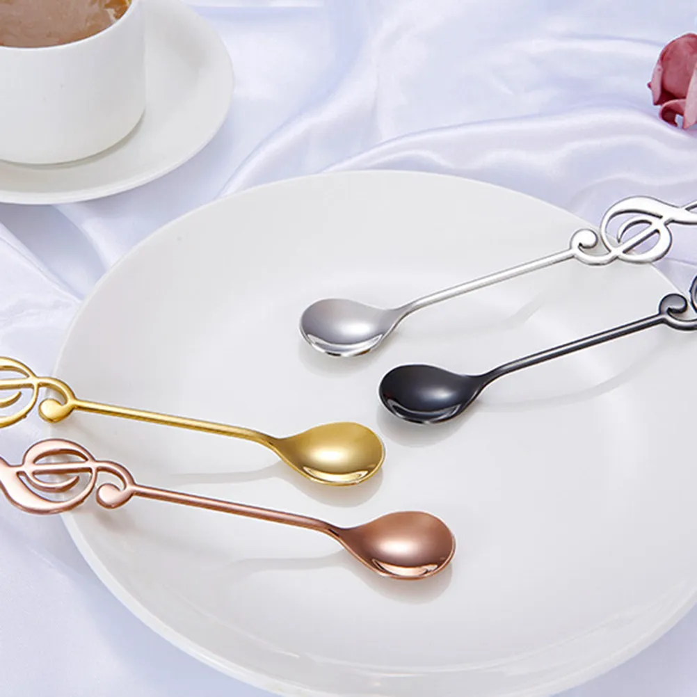 Coffee Spoon Stainless Steel Mirror Finish Musical Note Handle Design for Tea Dessert Ice Cream Stirring Kitchen Tableware view 2