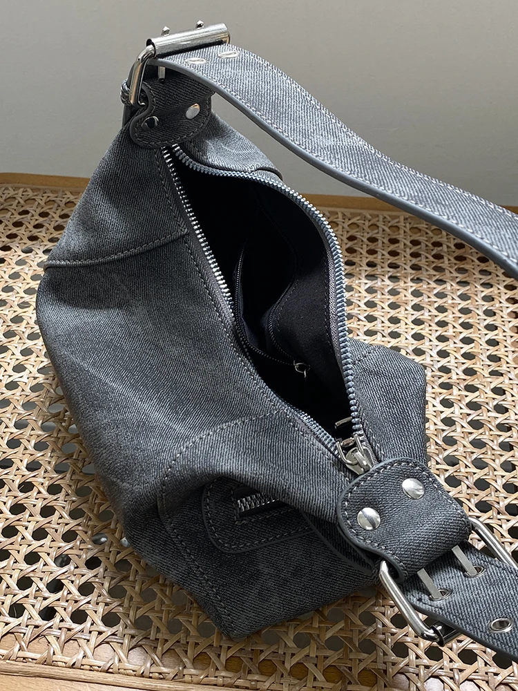 Vintage Y2K Women\'s Underarm Bags Pu Leather Hot Girls Shoulder Bag Casual Portable Female Tote Purse Crossbody Bag Handbags