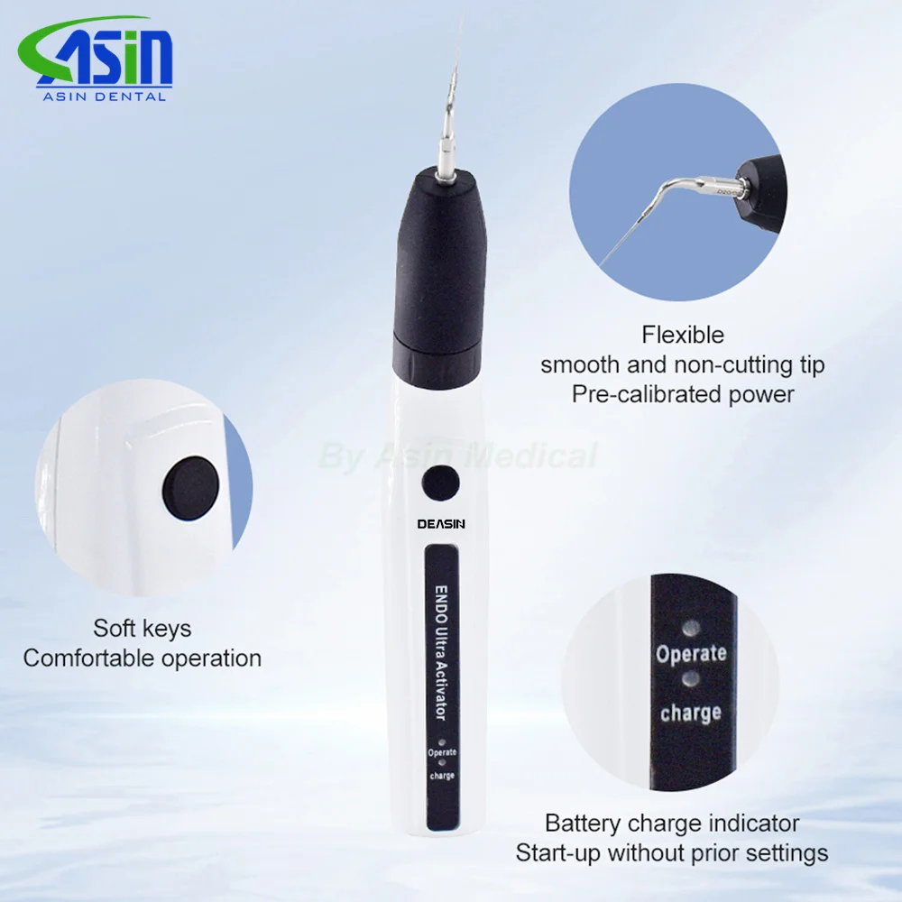

DEASIN Dental Endo Ultra Activator Endo Irrigator Handpiece with 6 Tips 40-50Khz 1500mAh Cordless Ultrasonic Activator