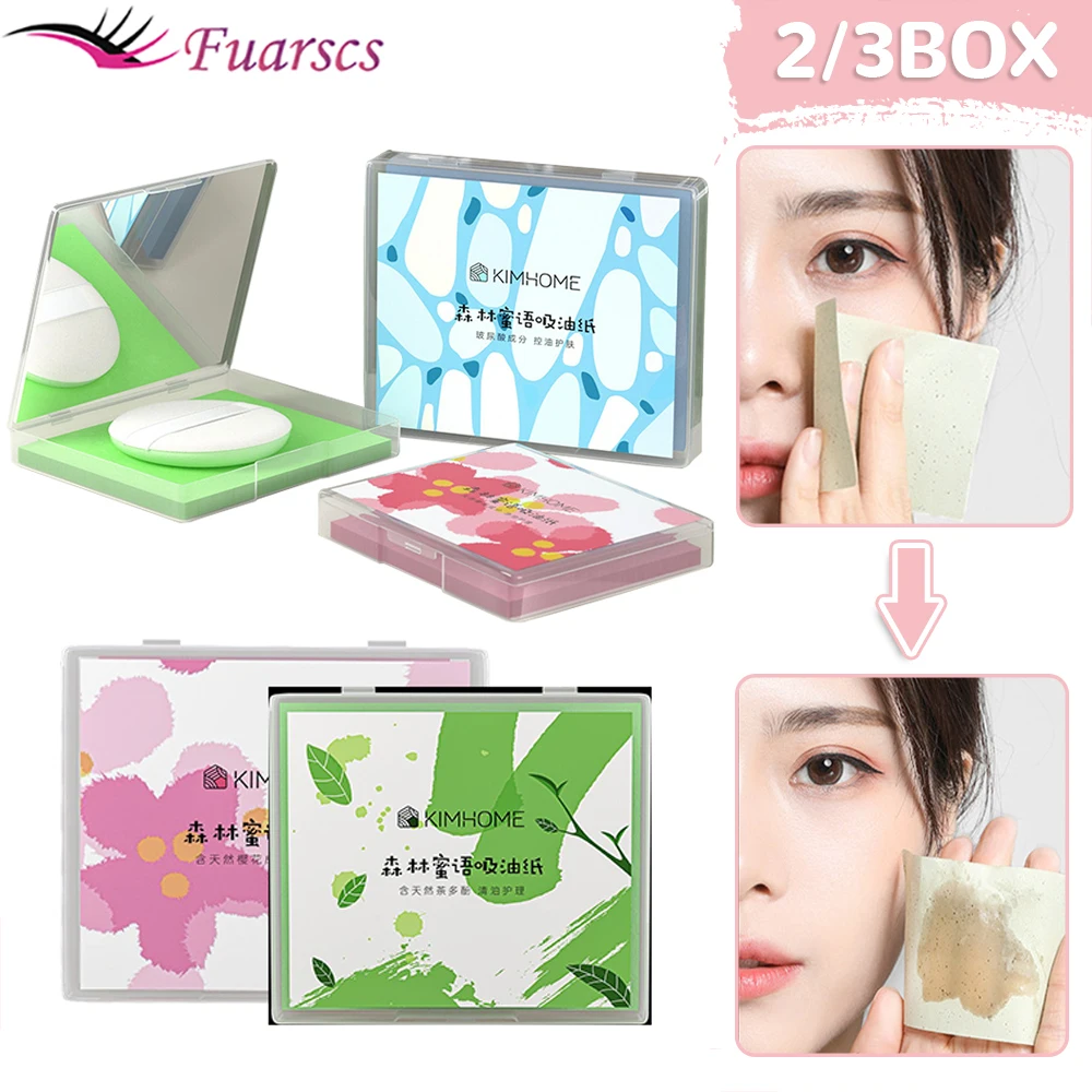 80PCS/Box Facial Oil Blotting Paper Face Oil Absorbing Paper Plant Fibres Breathable Cleansing Face Oil Control Pape Makeup Tool