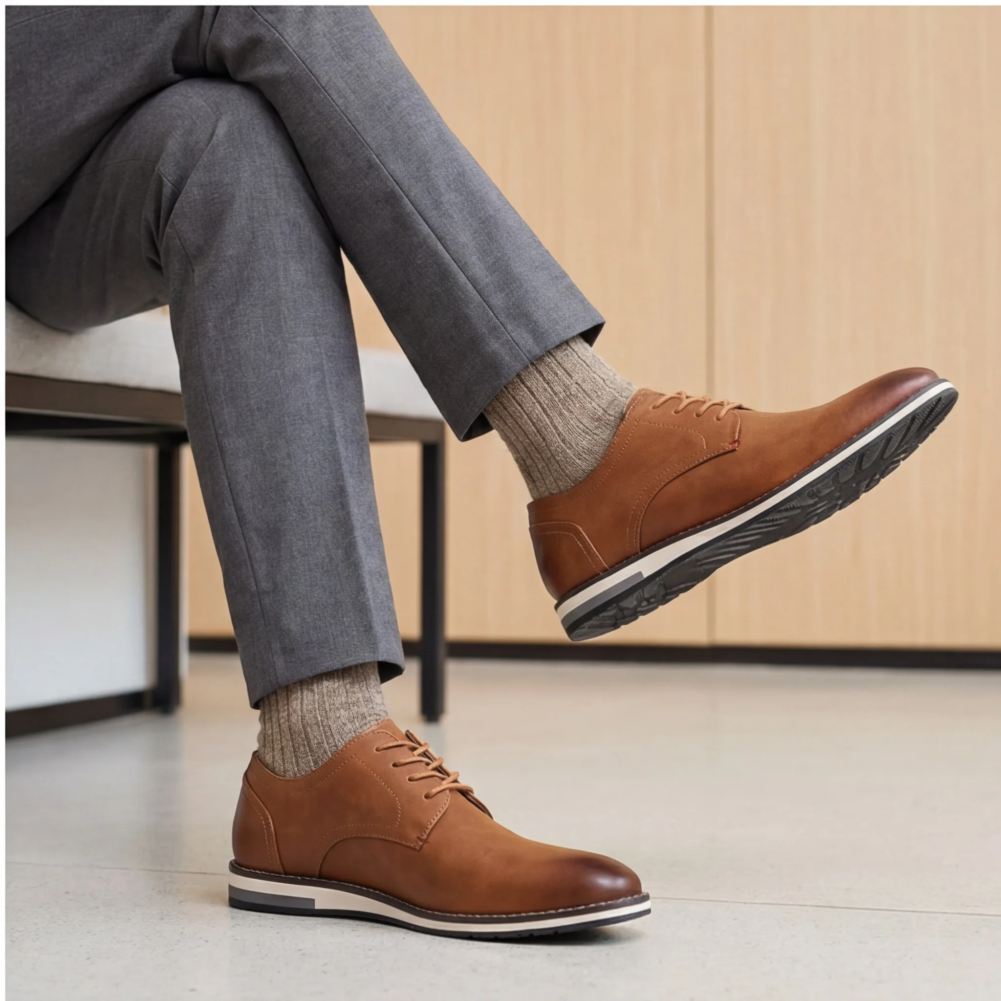Herren-Freizeitschuhe, Alltagsschuhe für Herren, Alltagsschuhe, Herrenschuhe im Low-Top-Stil, Gummisohle, Schnürung, Mandelform. – Detail 4