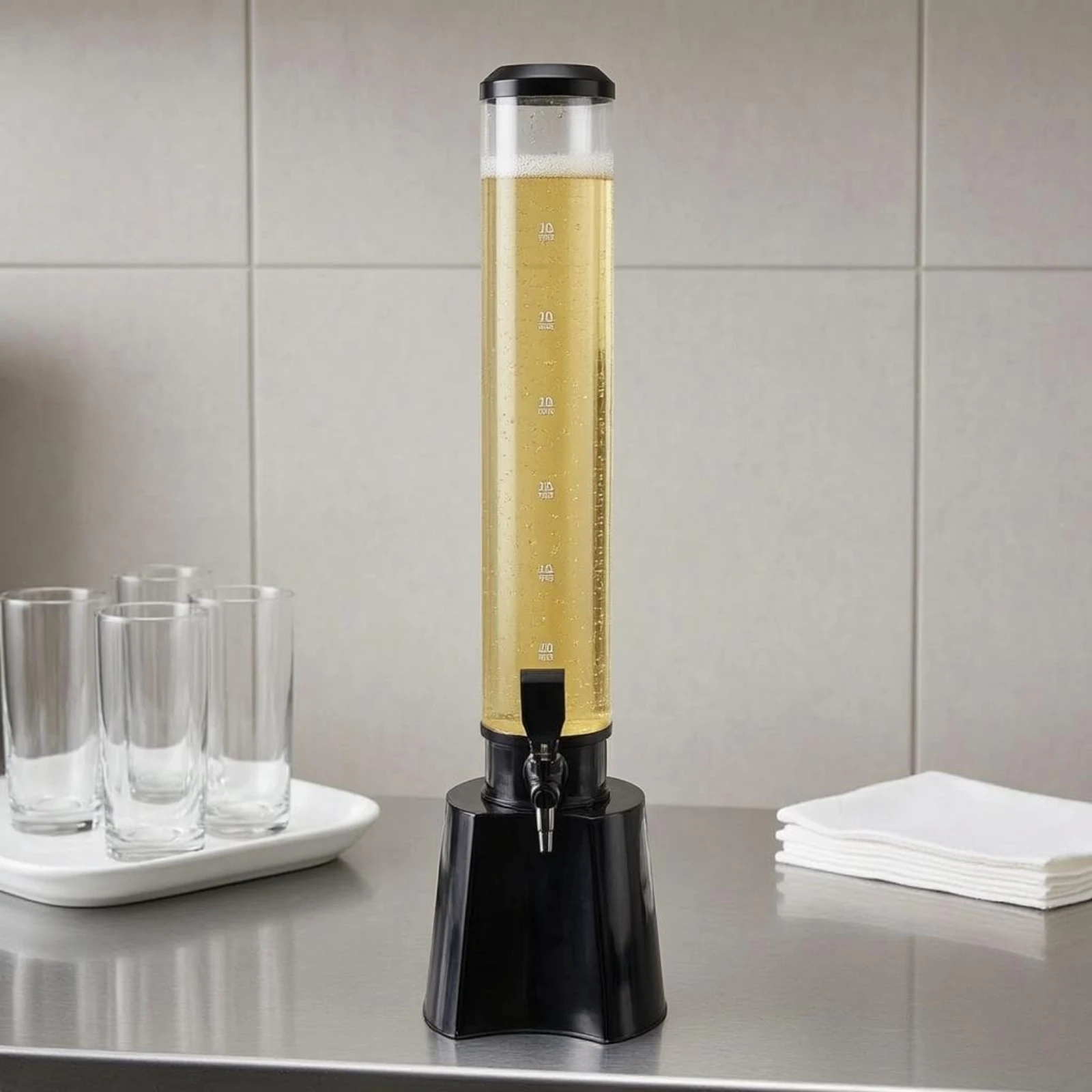 Beer Dispenser Dispenser Black Finish Tabletop Beer Dispenser Tabletop Drink Dispenser Easy to Clean Barware Even Pour