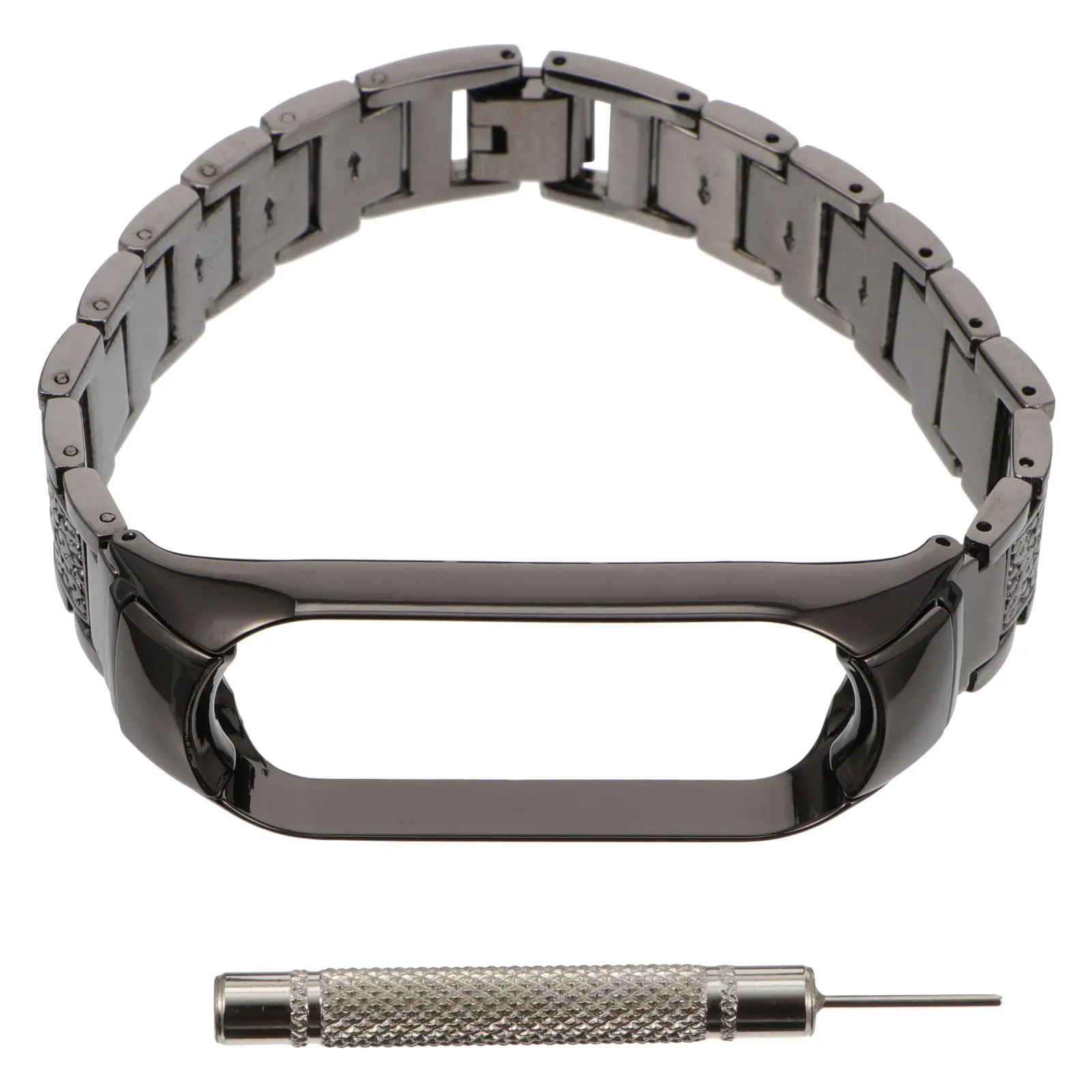 

Metal Watchband for Band 5 Durable Wristband Replacement Strap Black Color Adjustable Smart Watch Accessories