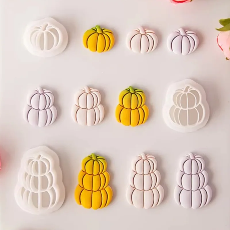 Cortador de arcilla polimérica de calabaza serie Halloween, Mini moldes de corte de arcilla en forma de calabaza para pendientes DIY, herramientas manuales de joyería