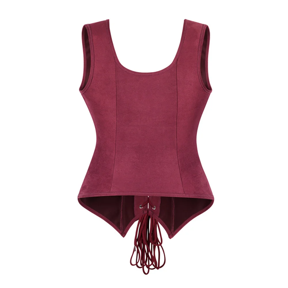 المرأة النبيذ الأحمر خمر حزام الكتف مشد أعلى Steampunk الجبهة الدانتيل متابعة محدد شكل الجسم المشدات سترة القوطية overالصدر المشدية