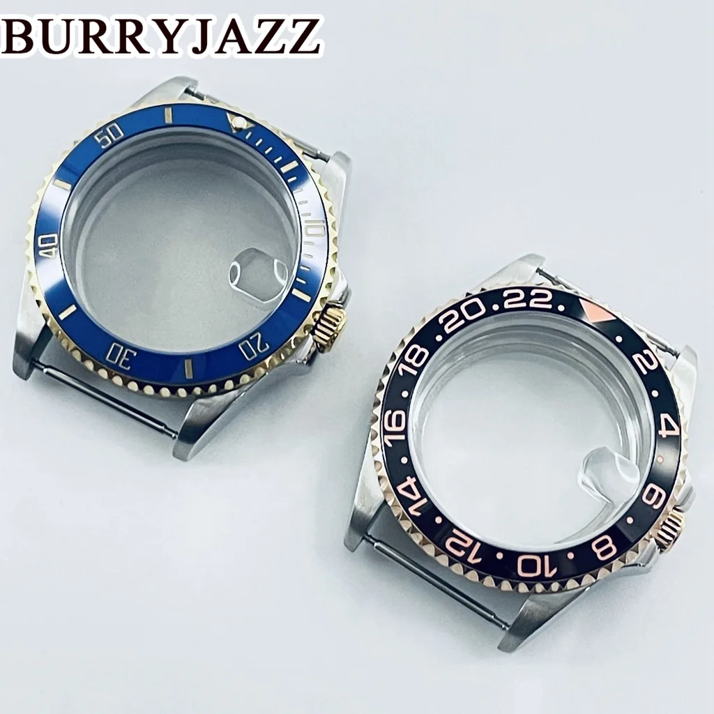 BURRYJAZZ 38mm NH35 NH36 NH34 NH38 NH70 NH72 ETA2824 PT5000 SUB GMT Diver Case Watch Case Sapphire Glass Ceramic Bezel