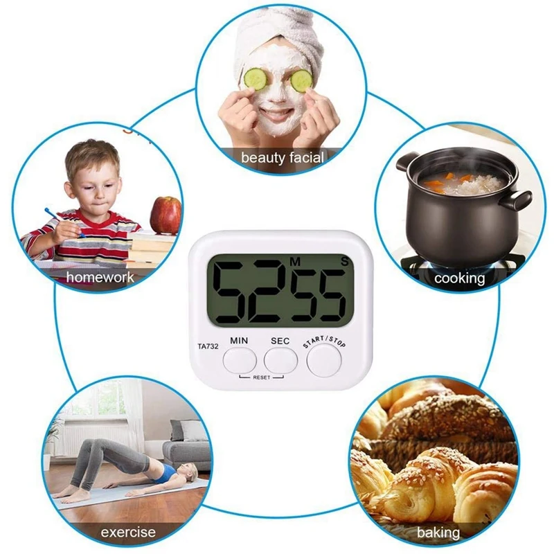 10X Digital Kitchen Timer, Large Screen Large Font Display, Magnetic Back Cooking Timer, Loud Alarm